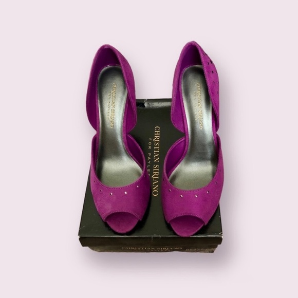 Christian Siriano Purple Suede Heels | Studded | Size: 8 - Picture 1 of 5